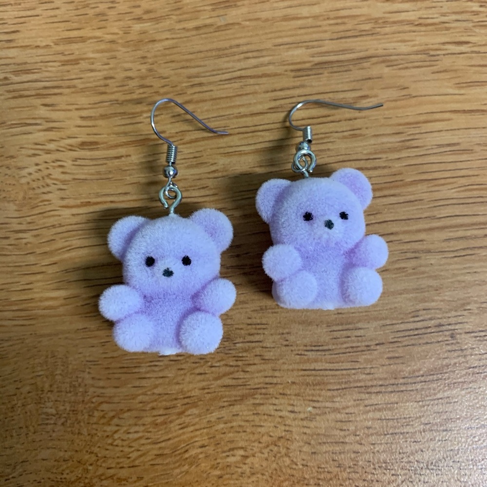 Purple Teddy Bear Earrings